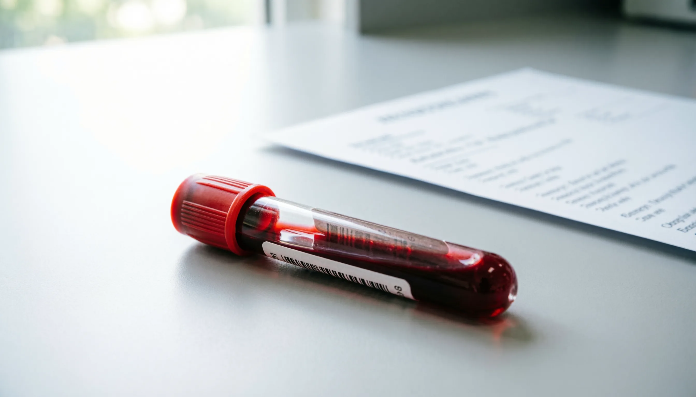 Persona joven revisando un reporte de laboratorio con el valor de hemoglobina glucosilada